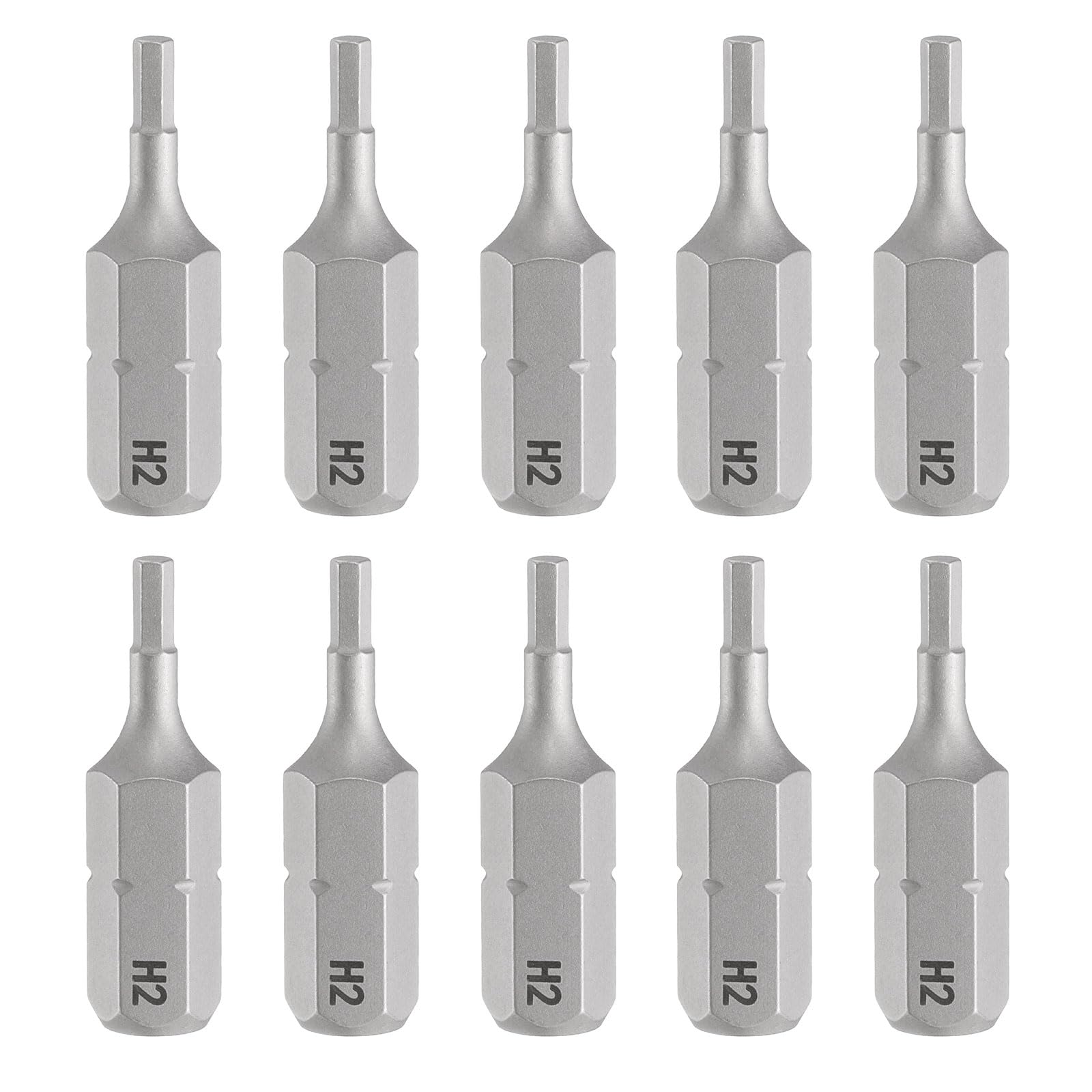 HARFINGTON 10pcs H2.0 Hex Screwdriver Bit 1/4" Hex Shank 25mm/1" Length Magnetic Hexagon Head S2 Steel Screw Driver Bit