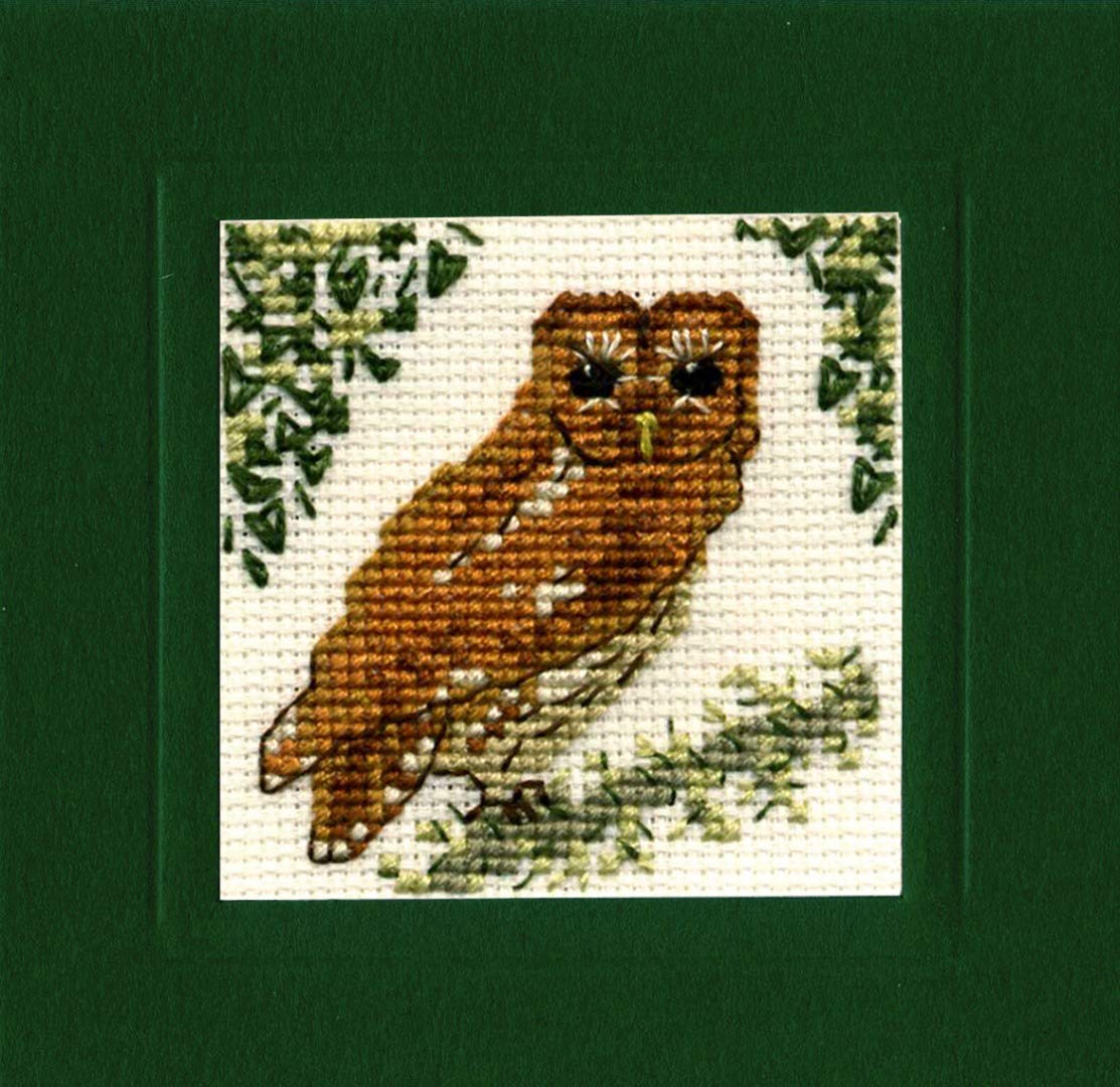 Textile Heritage Counted Cross Stitch Gift Card Kit Country Tawny Owl Bird New