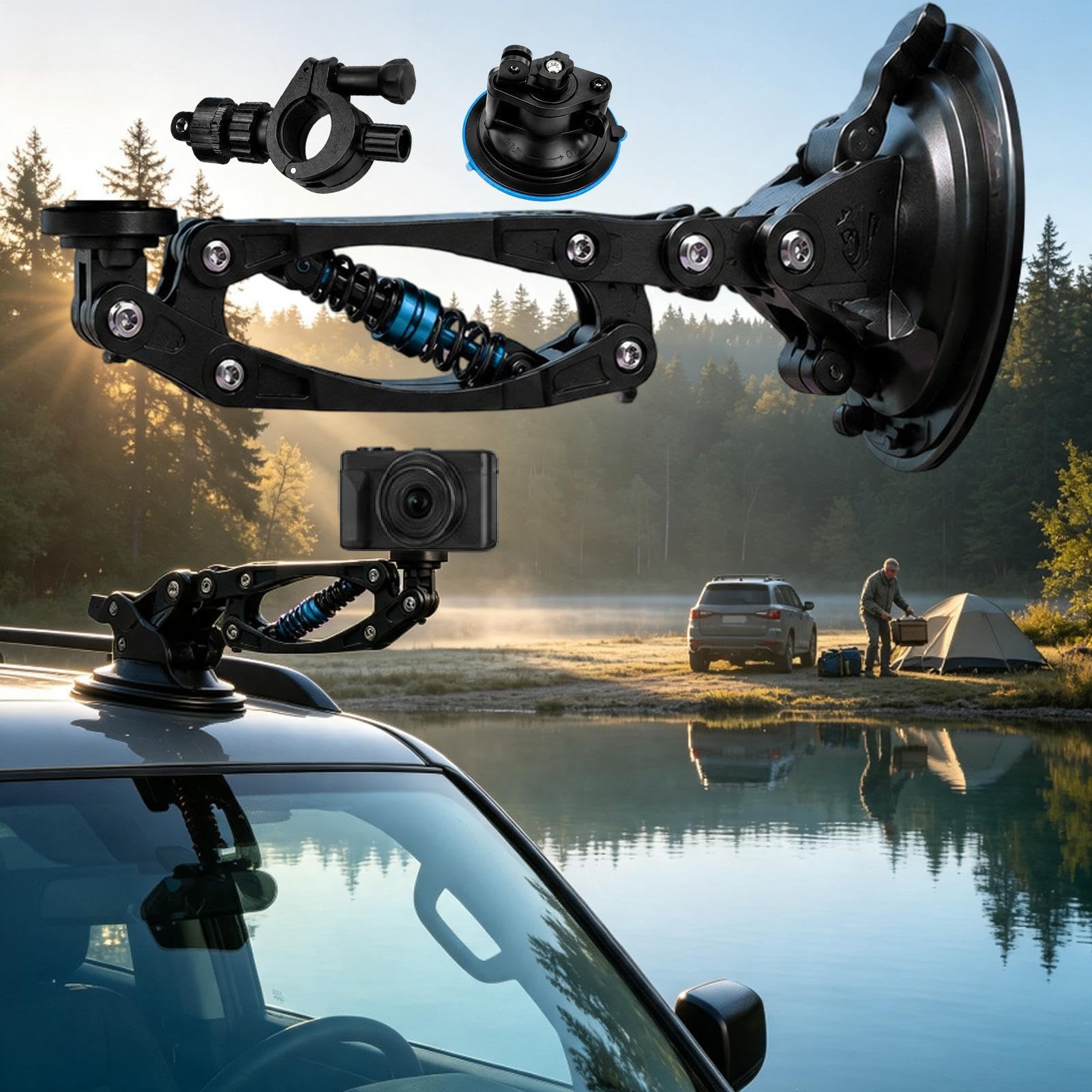 Supporto Per Fotocamera Su Manubrio Impugnatura Sicura Con Smorzamento | Supporto Manubrio Fotocamera D'Azione Bicicletta Per Tour In Città, Spostamenti Urbani Quotidiani, Appassionati