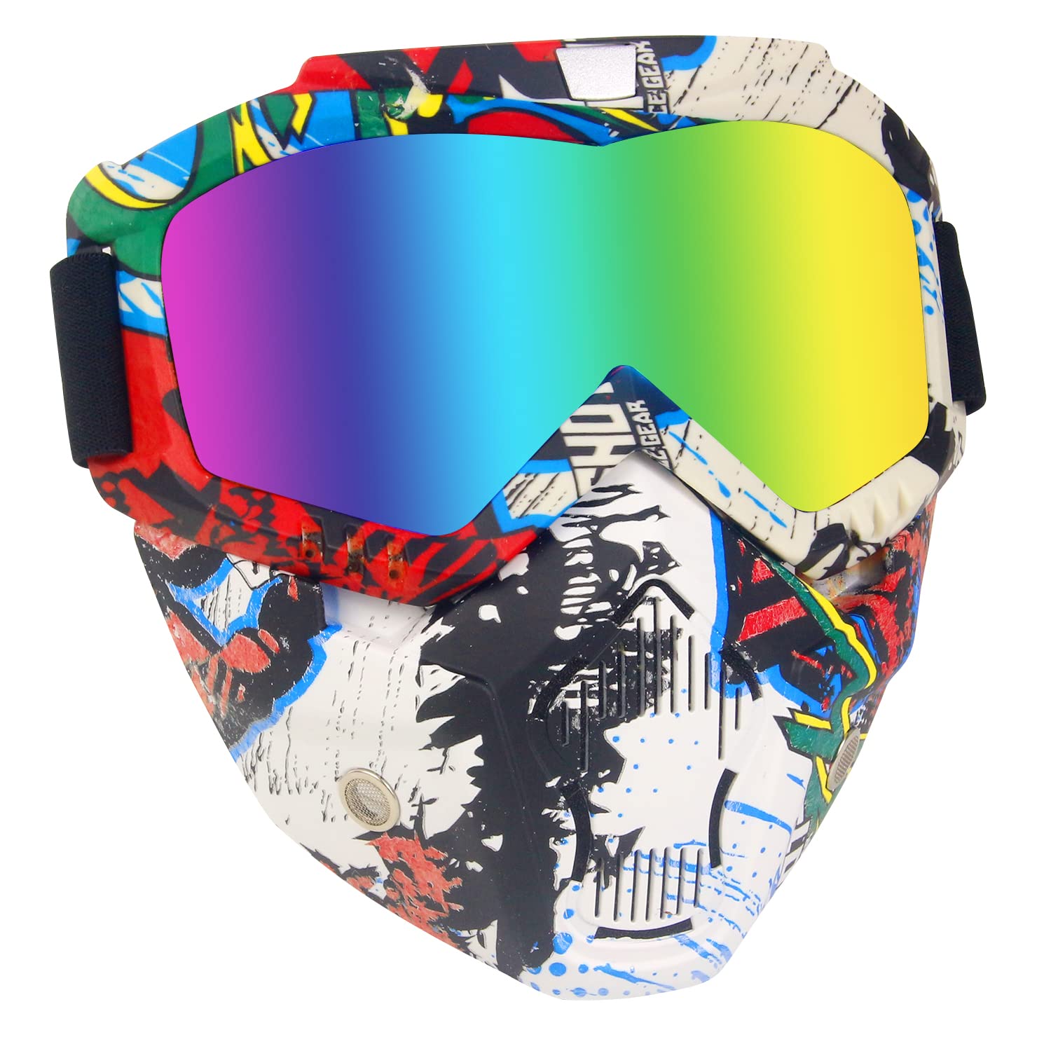 EKIND Tactical Mask, Retro Motorcycle Goggles with Removable Face Mask | Safety Goggles Mask UV400 Protection Compatible for Nerf Elite Toy Gun Game Rival Ball (Magnolia)