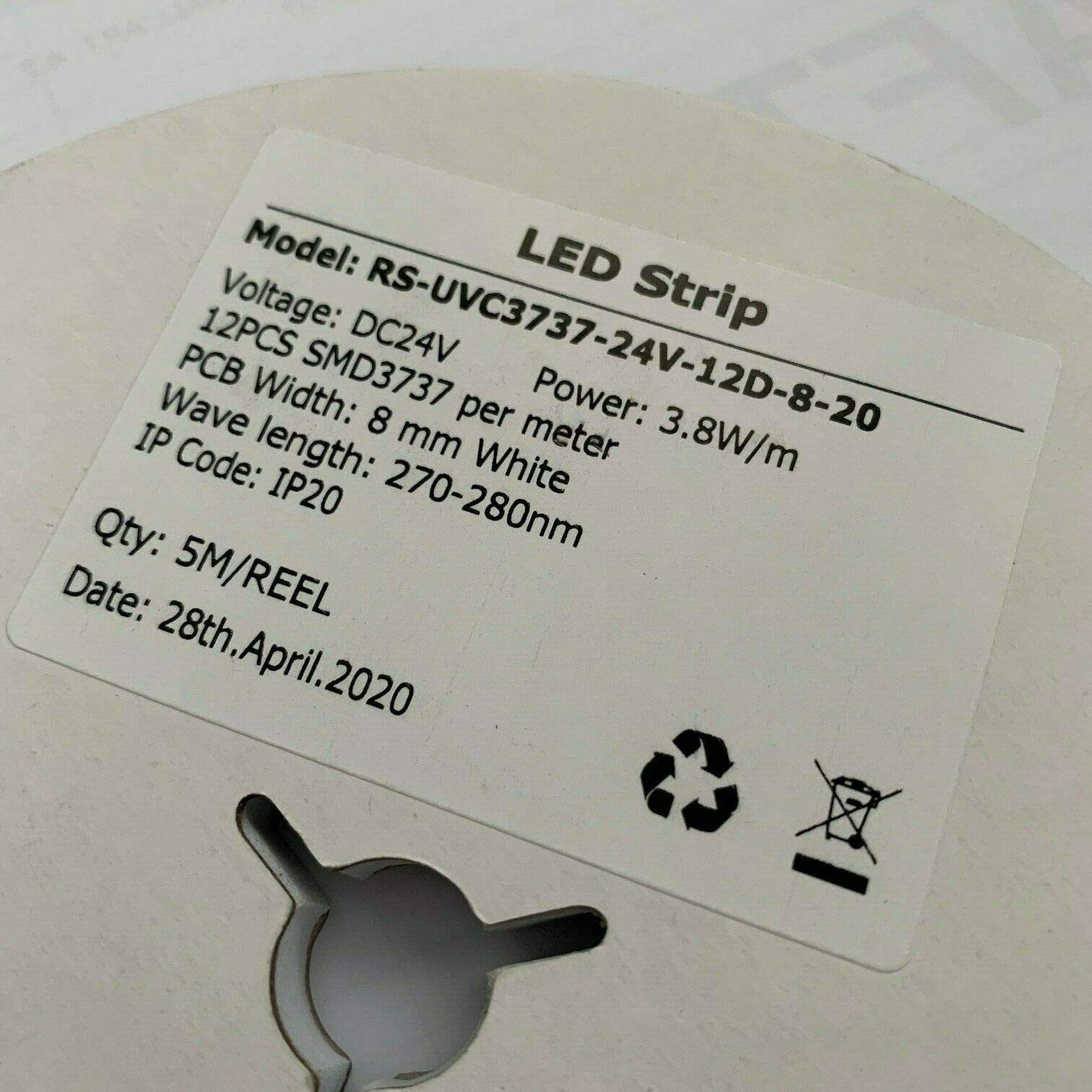 Aftertech® UVC LED STRIP STRIP 1m 1 meter 24V 3.8W 270-280nm ECHTE SMD3737 BACTERICIDE M1A1