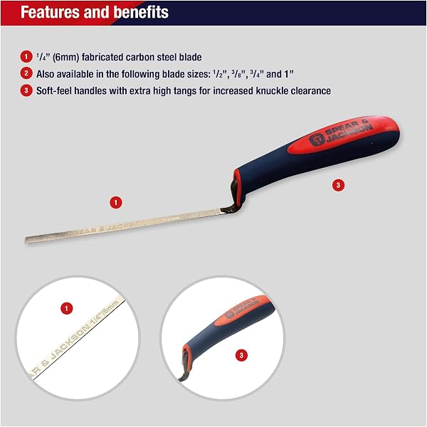 Spear & Jackson TUCK14SF Cazzuola per Fughe 1/4" (6 mm) - Lama in Acciaio al Carbonio con Manico Morbido per Giunti di Malta, Riparazione e Restauro - 2