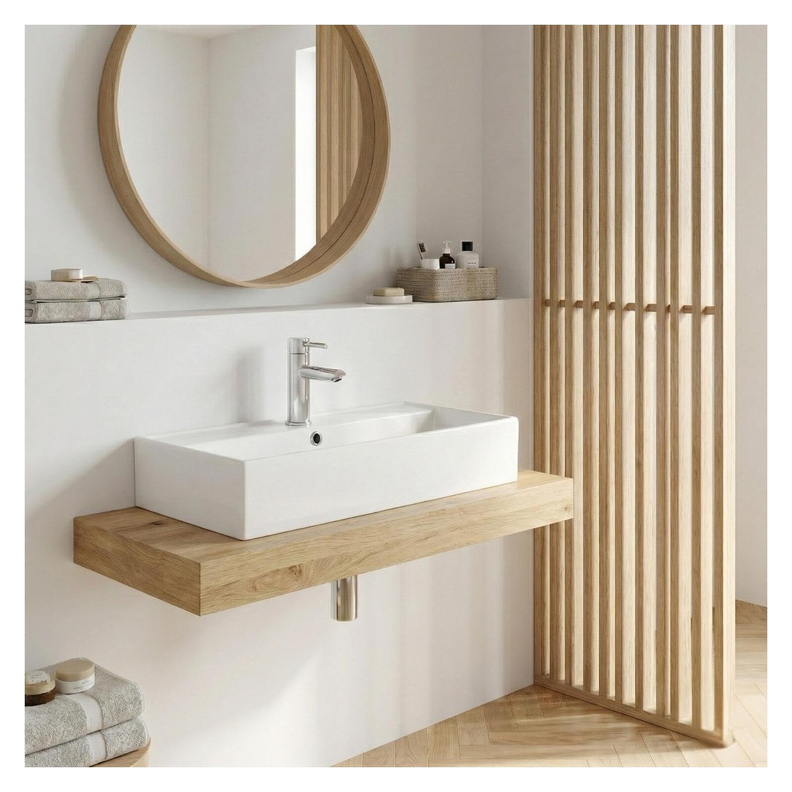 MOB-IN Lavabo rettangolare da appoggio in ceramica 65 x 31 cm Zoe