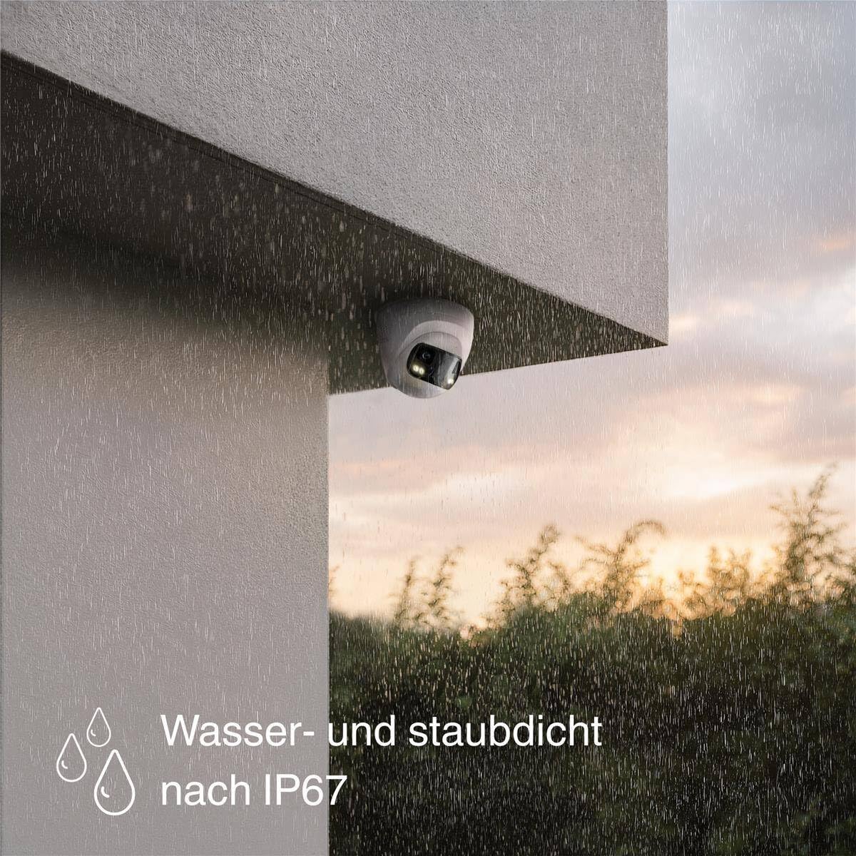 HiLook PoE Überwachungskamera aussen 4K 8MP 180 Grad ohne WLAN Nachtsicht | Panorama-Sichtfeld, App-Zugriff, Netzwerkkabel-Betrieb, Smart Hybrid Light und Einsatz im Außenbereich