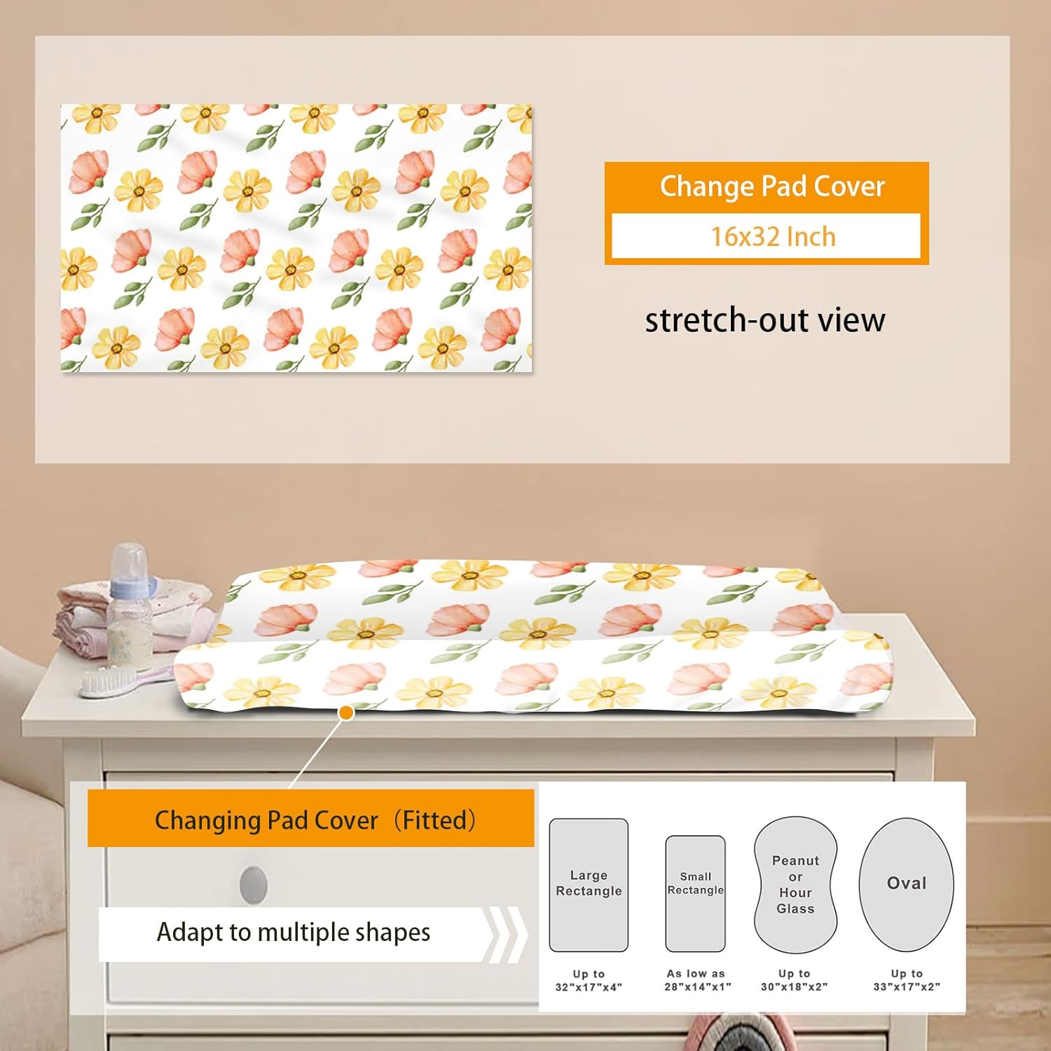 Custom Baby Crib Bedding Set, 4 Pcs Personalized Flower Bedding Set with Name, Flannel Blanket Fitted Sheet Pad Cover Rug for Girls Boys New Parents Baby Shower Toddlers Gifts Nursery Decor