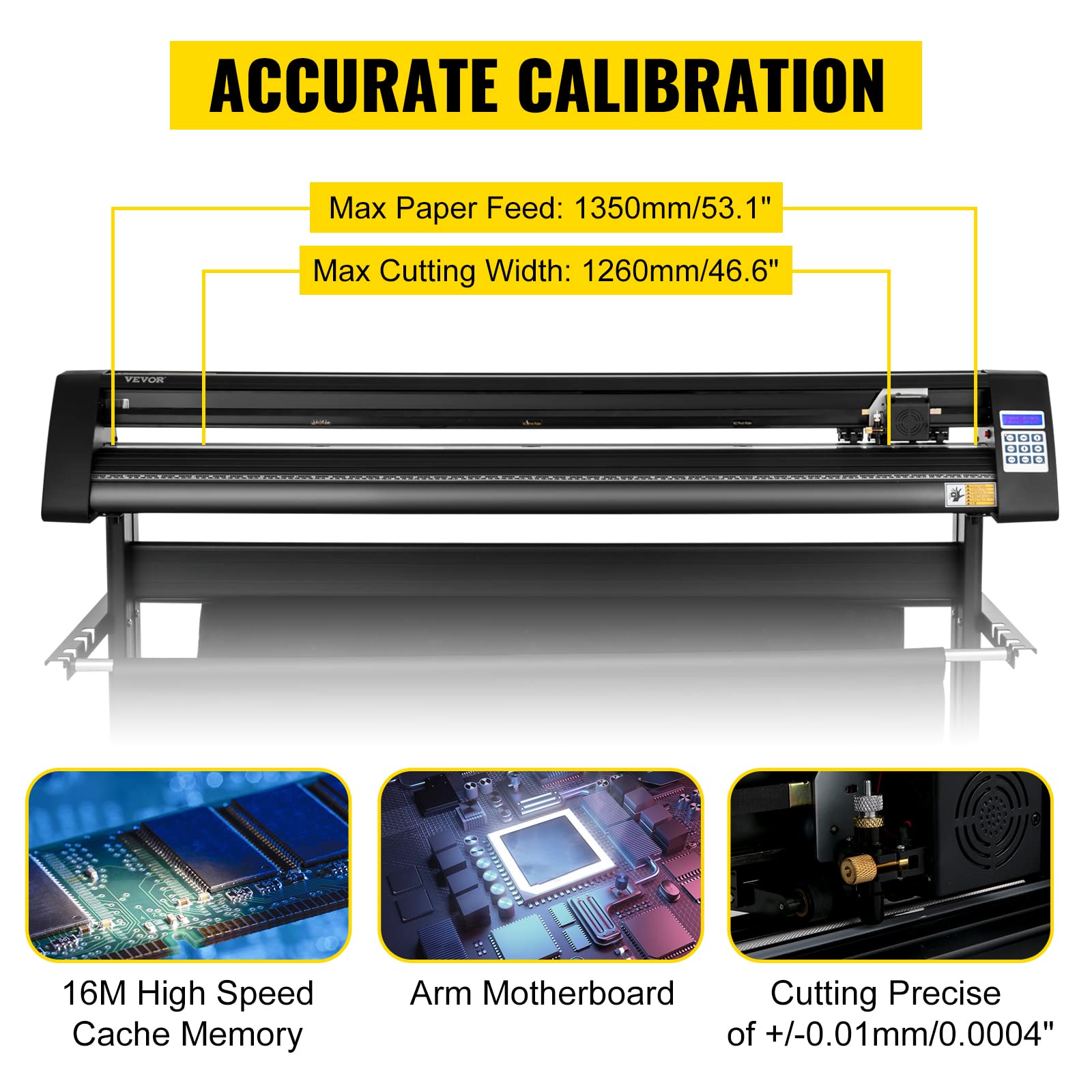 VEVOR Plotter da Taglio Vinile Semiautomatica con Luce Guida a LED, Modello KH-1350A 1350mm Potenza 95W Taglierina per Plotter Vinile per Adesivi per Auto, Segnali Stradali, Palloncini, Caschi, ecc.