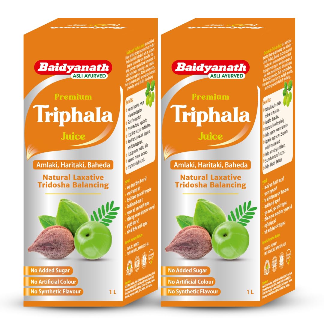 Baidyanath Premium Triphala Juice - 1L (Pack of 2) | 100% Ayurvedic Formula | Supports Gut Health & Digestion | Helps with Constipation & Digestive Comfort-picture-28