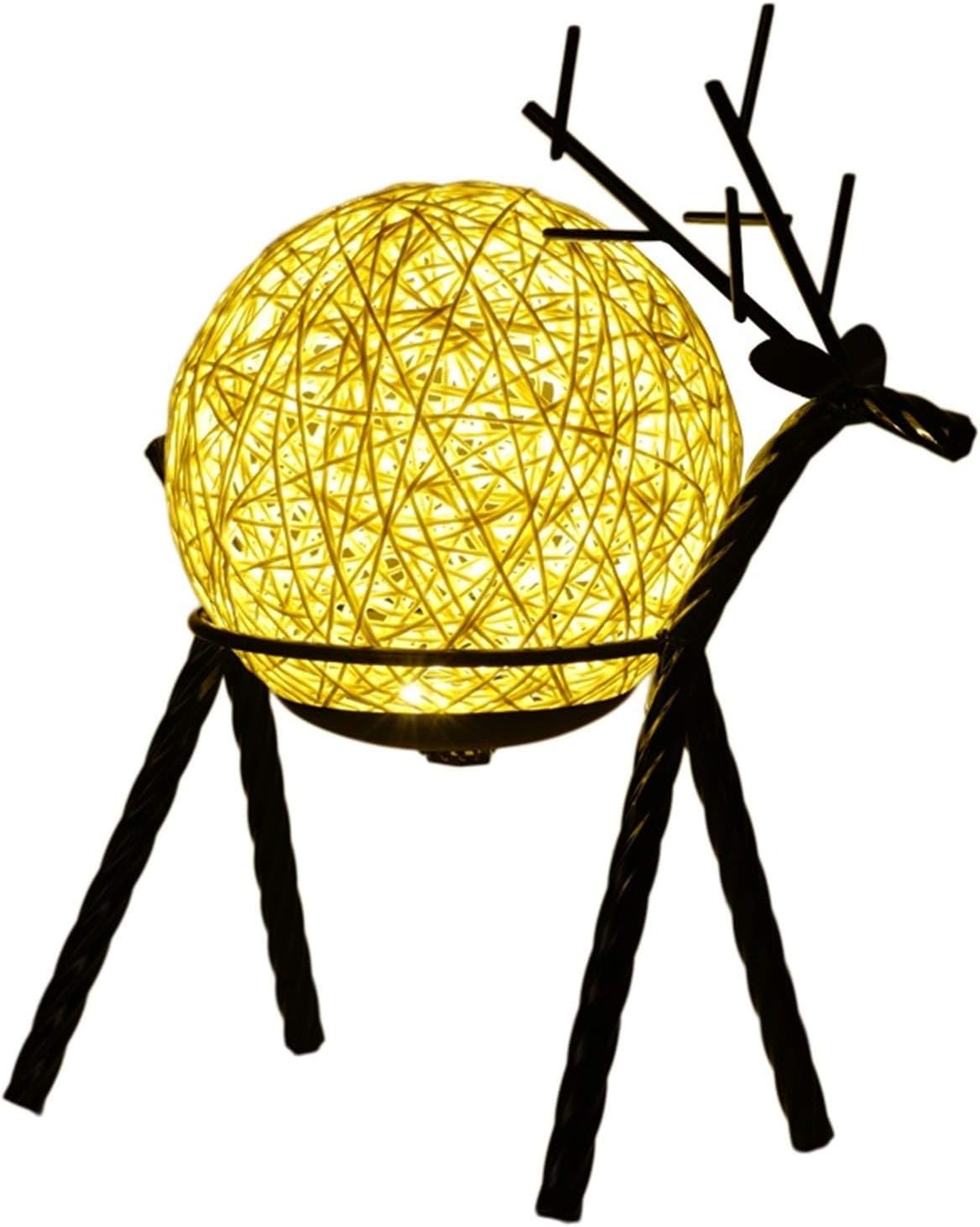 LED Desk Lamp Romantic Table Lamp Bedside Lamp Rattan Ball Round Lampshade with USB Charging Port Sweet Dream Lamp Birthday Gifts Night Light Table Lamp Reading Lamp (Color : A)