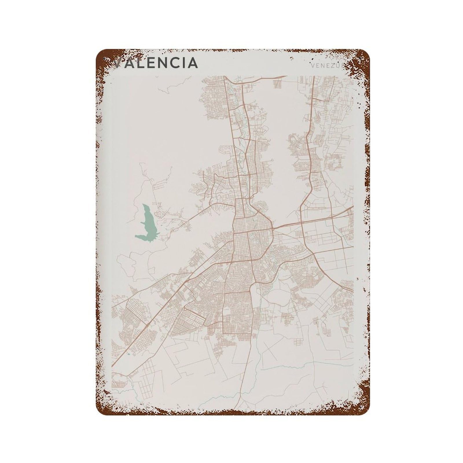 xiaoxiaoshen Valencia Map Venezuela Travel Gift Minimalist Wall Decor Art Metal Tin Poster Modern Home Decor Art Home Bar Shop Decorations Vintage Sign 40x30cm