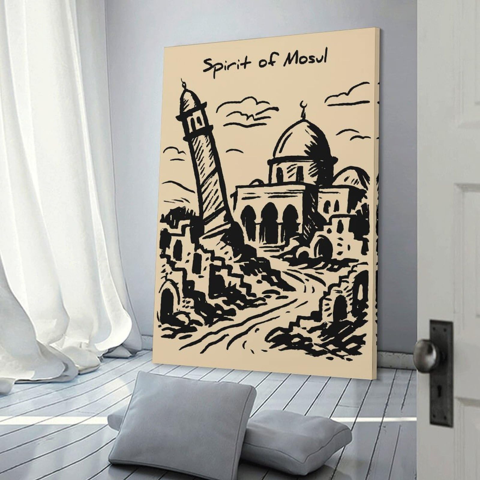 Junmoney Spirit of Mosul Illustration Wall Picture Print 24x36inch(60x90cm), for Lounge Decor, Offices Or Entryway Styling, A Flexible Wall Accent for Shared Spaces