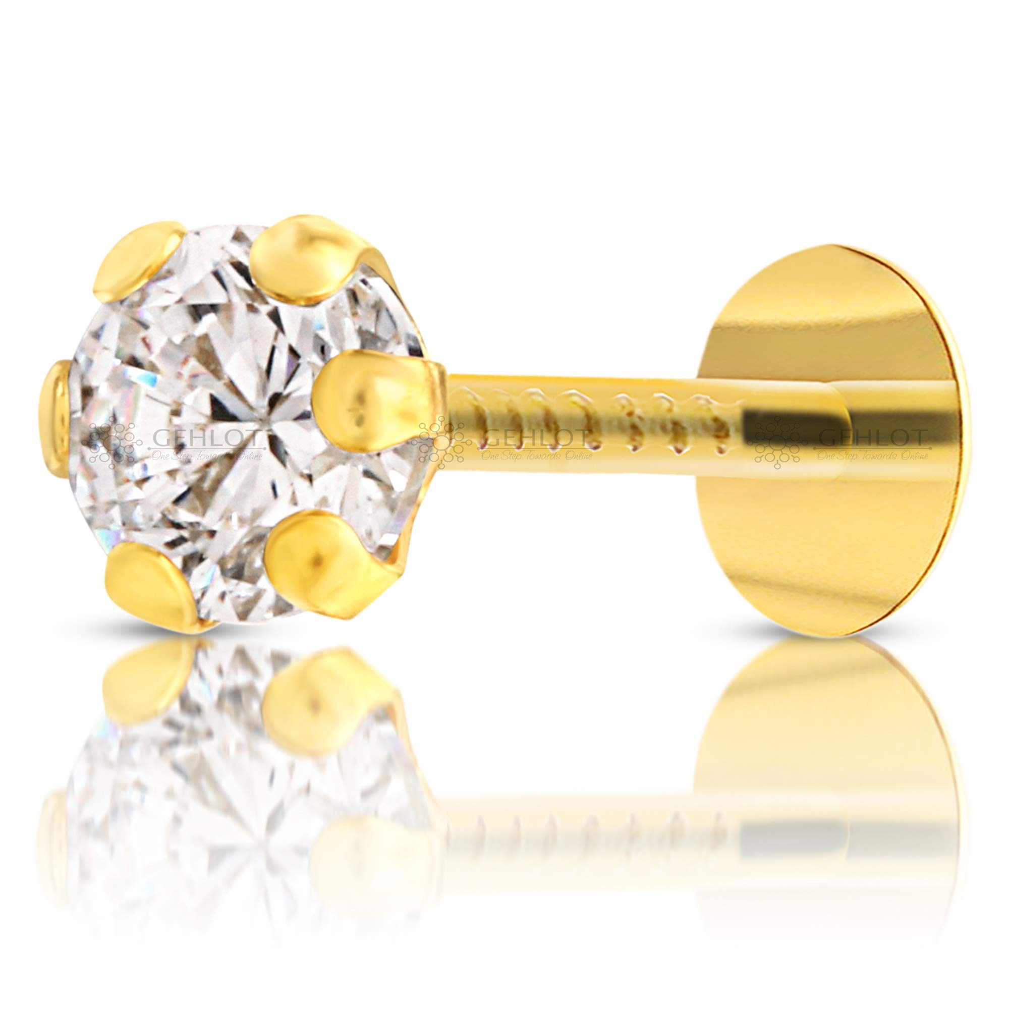 GEHLOT ; OneStep Towards Online 12karat Yellow Gold Nose Pin Stud | Round Teeth Design Diamond Piercing Nose Stud | For Women and Girls - White (B091CN1DMX) Amazon Price History, Amazon Price Tracker