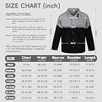 LeaSeek Veste de soudure Manches en cuir résistant à la flamme, coton & Vestes en cuir pour hommes femmes, gris & noir