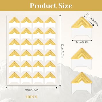 240Pcs 10 Sheets Photo Corners for Scrapbooking, Gold Frame Stickers Self-Adhesive Gold Picture Corners Stickers Photo Mounting Corner for DIY Scrapbook Album Picture Frames Journal Supplies
