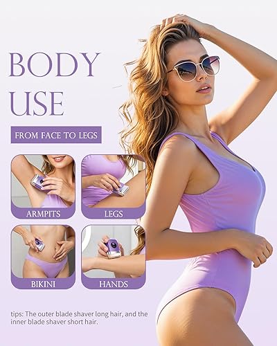 Miniatura 2 de Maquinillas de afeitar eléctricas inalámbricas para mujer, afeitadora eléctrica de viaje con pantalla LED, afeitadora corporal recargable para área