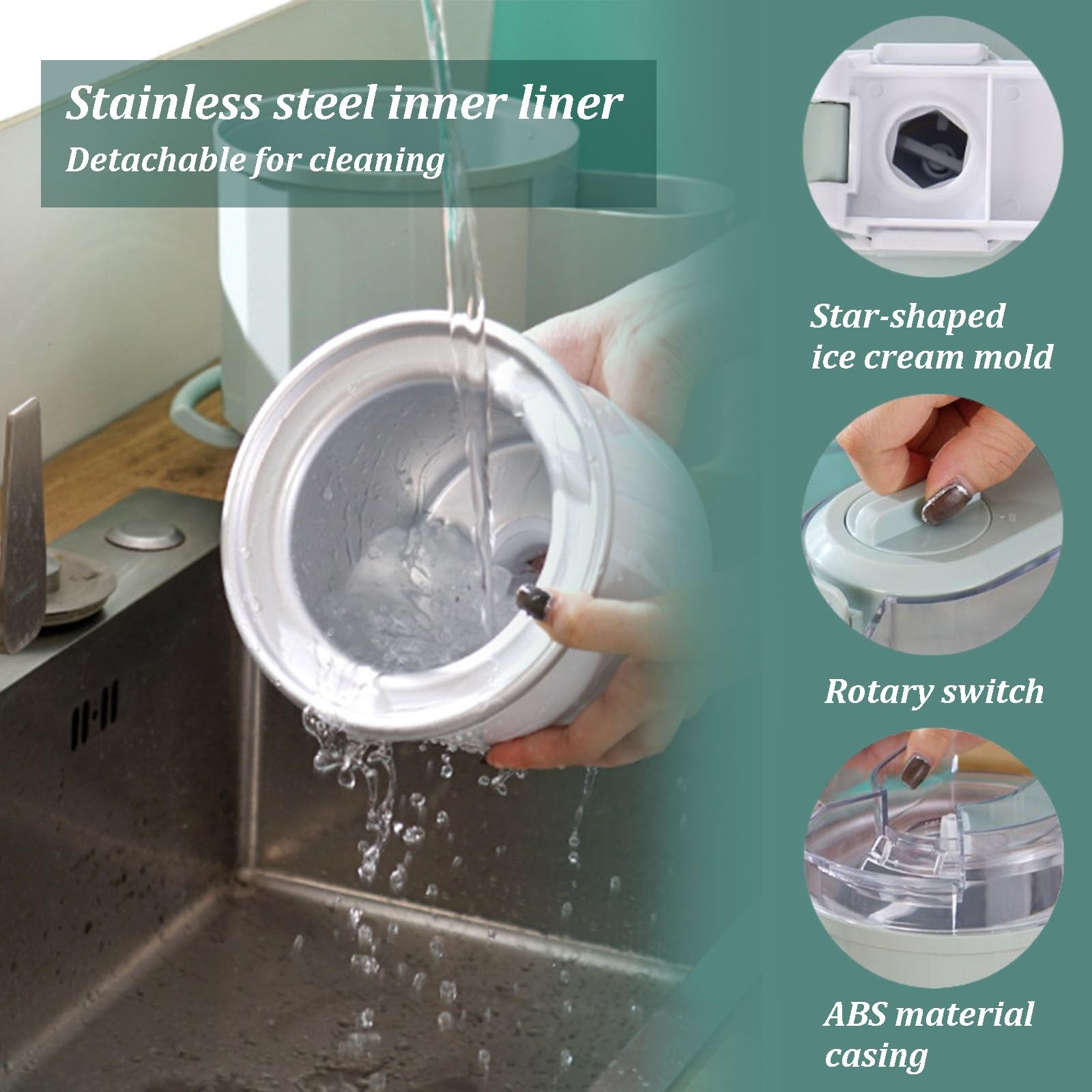 Heladera De 1 Litro, Mini Máquina Automática De Helado Suave, Con Ventana Transparente Visible, Preparador Casero De Conos Para Cocinas Domésticas, Apartamentos