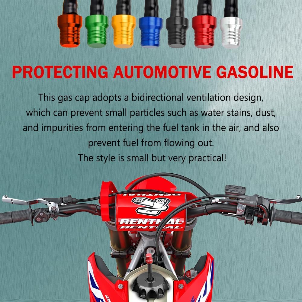 Zufoty 7PCS Breather Hose Gas Fuel Tank Cap, CNC One Way Tank Valve Vent Tube with Aluminum Breather Valve, Valve Vent Tube Replacement for ATV Quad CRF YZF RMZ KLX DRZ Dirt Pit Bike Motorcycle