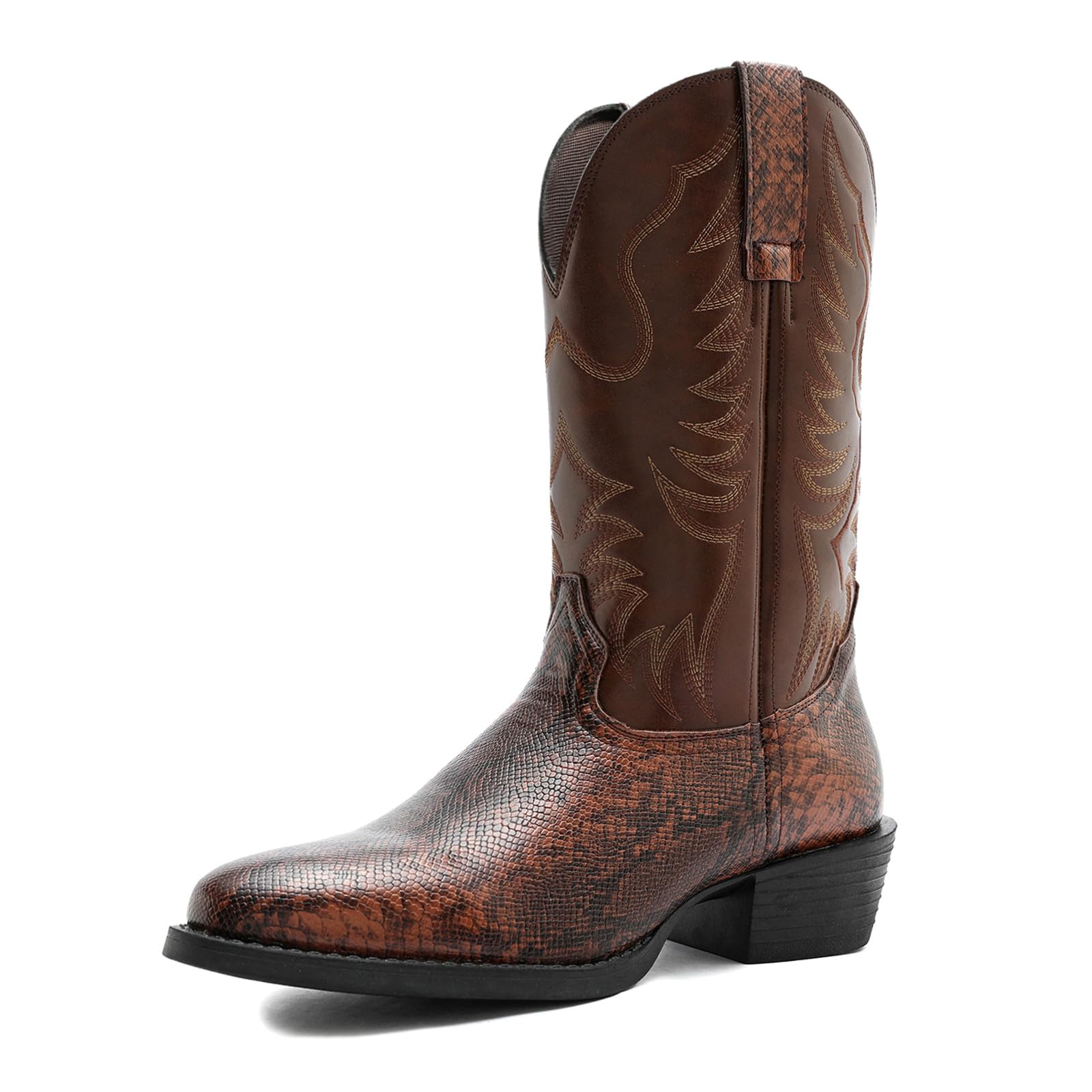 Stivali da Cowboy da Uomo Stivali Western A Punta Resistenti in Stile retrò Classico Ricamati Senza Lacci Antiscivolo Stivali Country