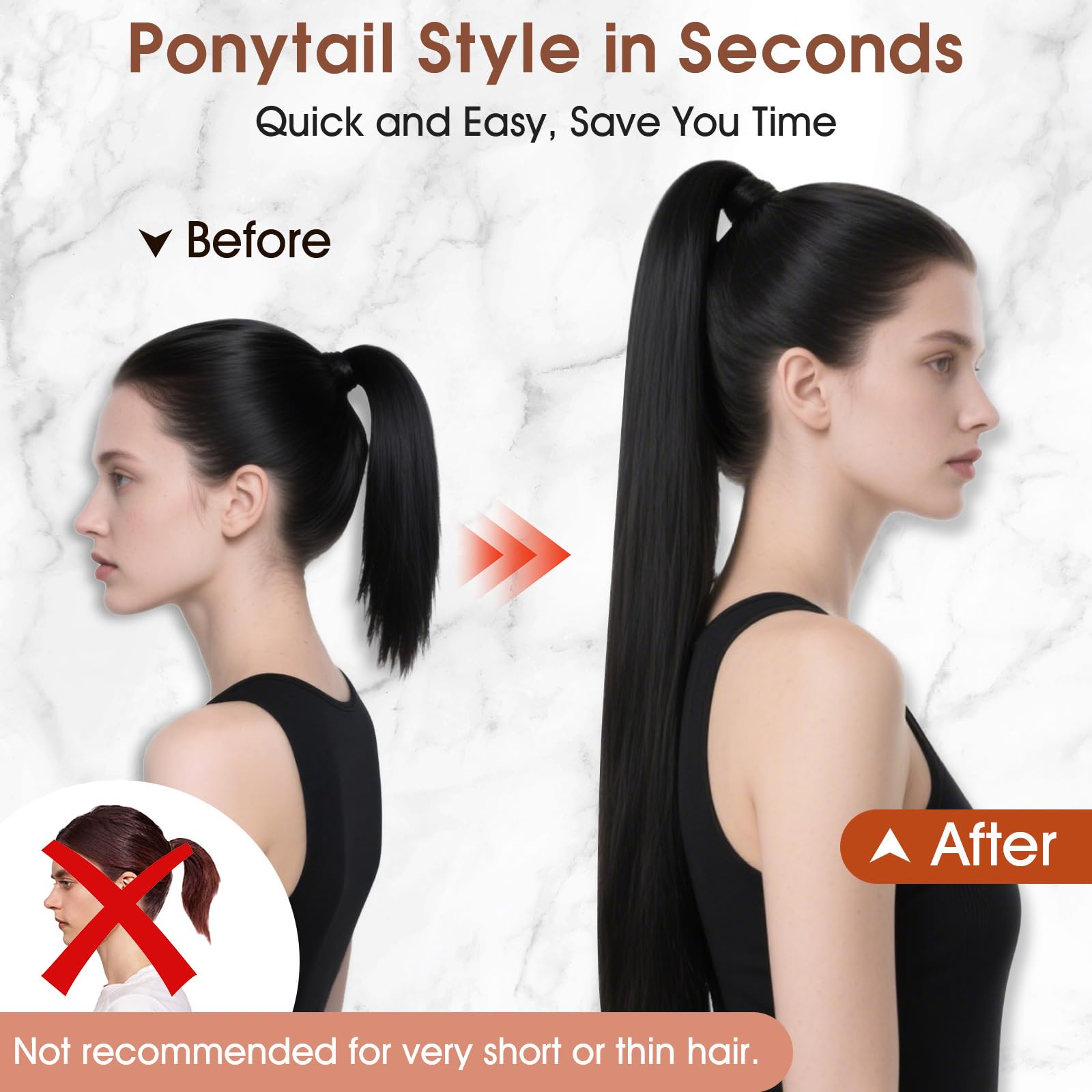 MY-LADY Ponytail Extension Echthaar Zopf Hellbraun 35cm 80g mit Klett | Echtes Haar Pferdeschwanz Haarteil Glatt– einfach anzubringen, schnelles Volumen, weich & natürlich, fester Halt, unsichtbar