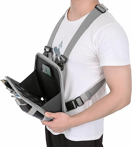 Miniatura 5 de Muserise Bolsa de cuero de moda y funcional para peluqueros, elegante bolsa de almacenamiento de herramientas de corte de pelo para peluquero (gris)