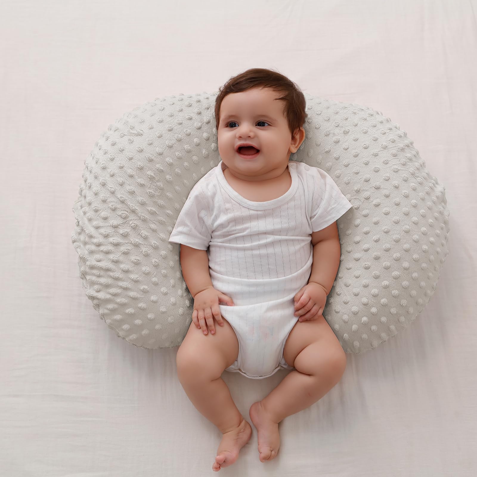 Almohada de lactancia y posicionador corporal para bebés con funda de alta calidad para lactancia materna para bebés, niños y niñas, almohada de alimentación con funda de almohada transpirable y