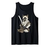 Vintage Japanese Samurai Siamese Cat Tank Top
