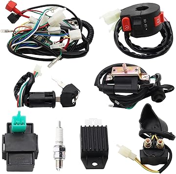 Full Electrics Wiring Harness Coil CDI Spark Plug Kits For 50cc 70cc 90cc 110cc 125cc 140cc ATV Quad Pit Dirt Bike Buggy Go kart