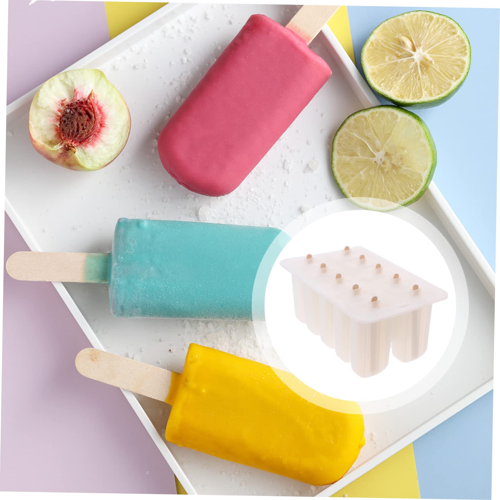 Moule à Glace en Silicone avec Bâtons en Bois, Lot de 10