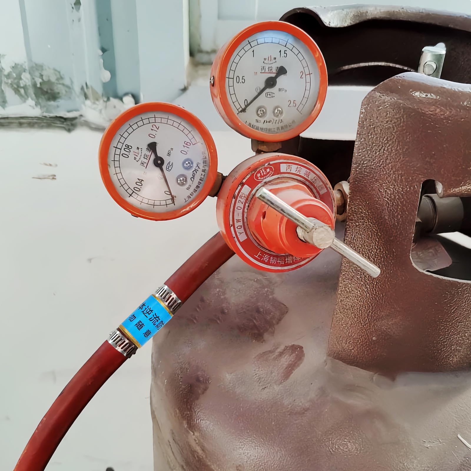 2 arrestatori di ossigeno e acetilene propano con 4 morsetti, strumento di saldatura per tubo di diametro interno da 8 mm, valvola di sicurezza per saldatura in acetilene