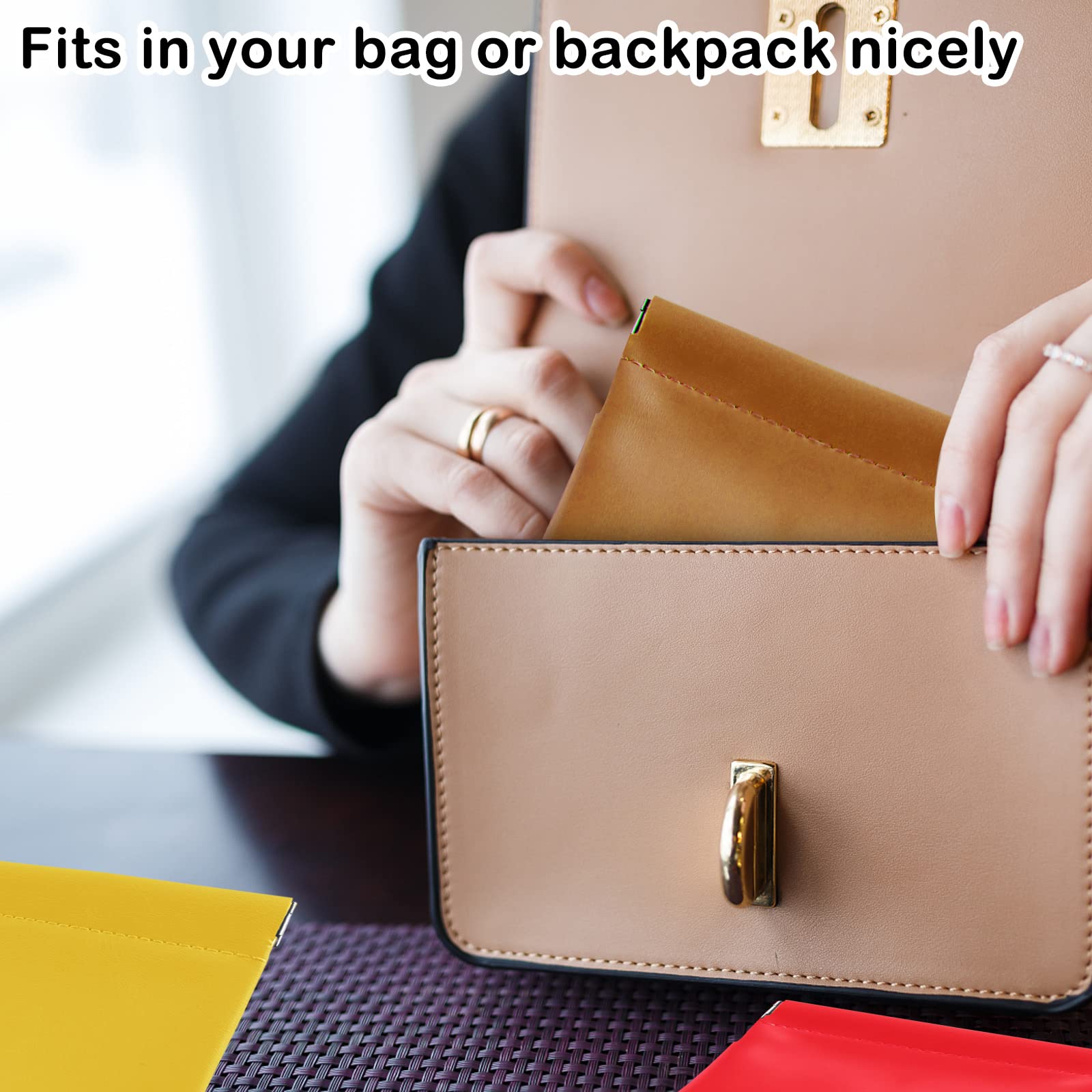 CANIPHA Lambskin Pocket Cosmetic Bag, Waterproof Portable Small Makeup Bag No Zipper Self-closing Small Makeup Pouch for Women Mini Makeup Bag Travel Storage for Cosmetics Headphones Jewelry …, 3