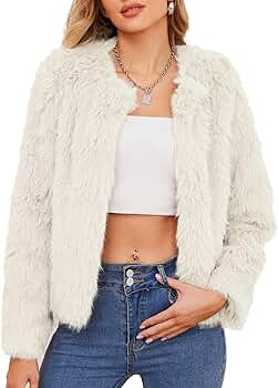 Zando White Fur Coat Women - White Fur Jackets for Women Formal
