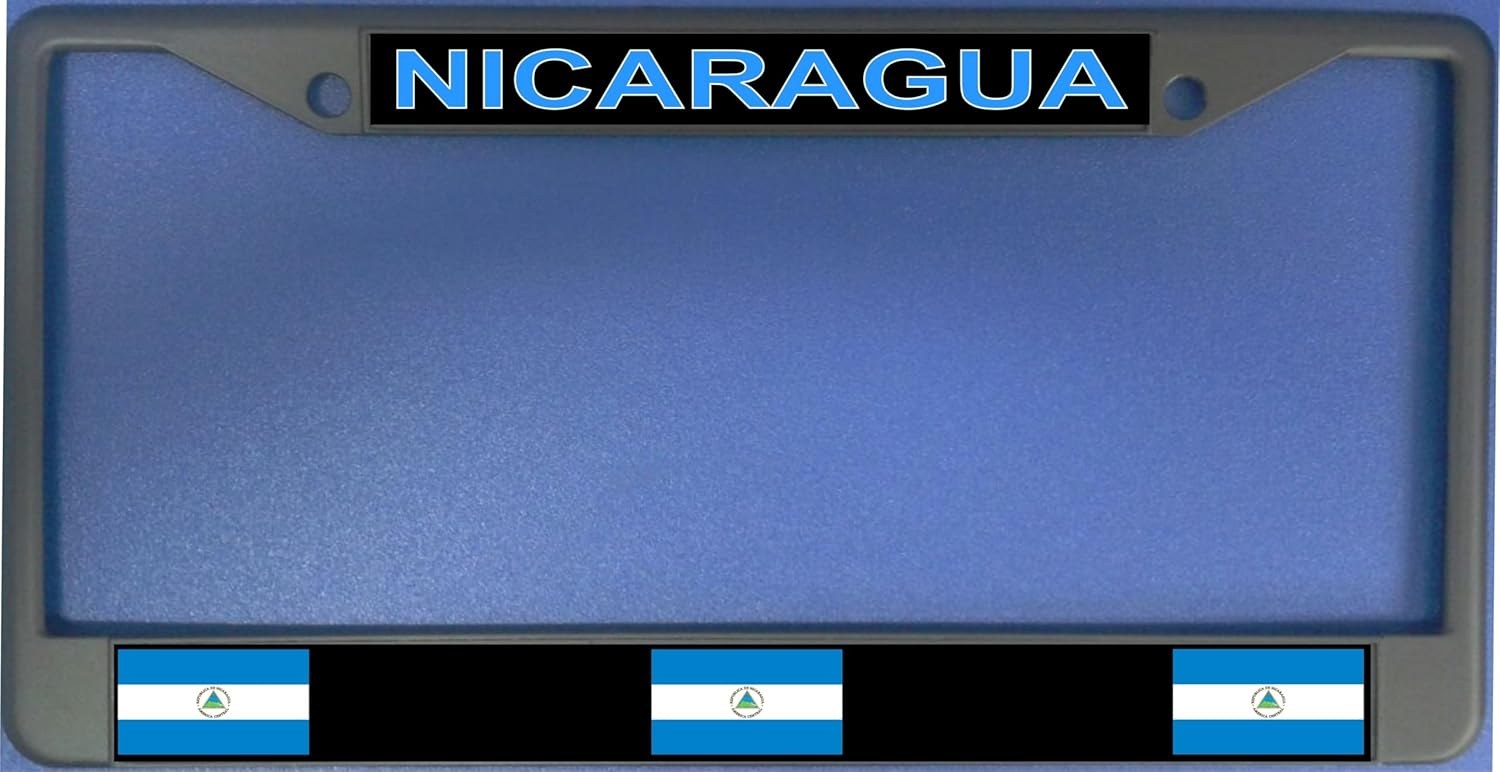 Nicaragua Flag Photo License Plate Frame Free Screw Caps with This Frame