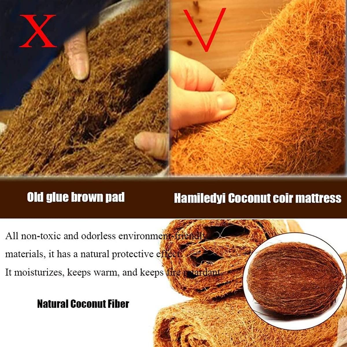 23.62x47.24 inch Reptile Carpet Natural Coconut Fiber Mat, Tortoise Carpet Mat for Pet Terrarium Liner, Coconut Fiber Reptile Bedding Supplies for Lizard Snake Chameleons Geckos