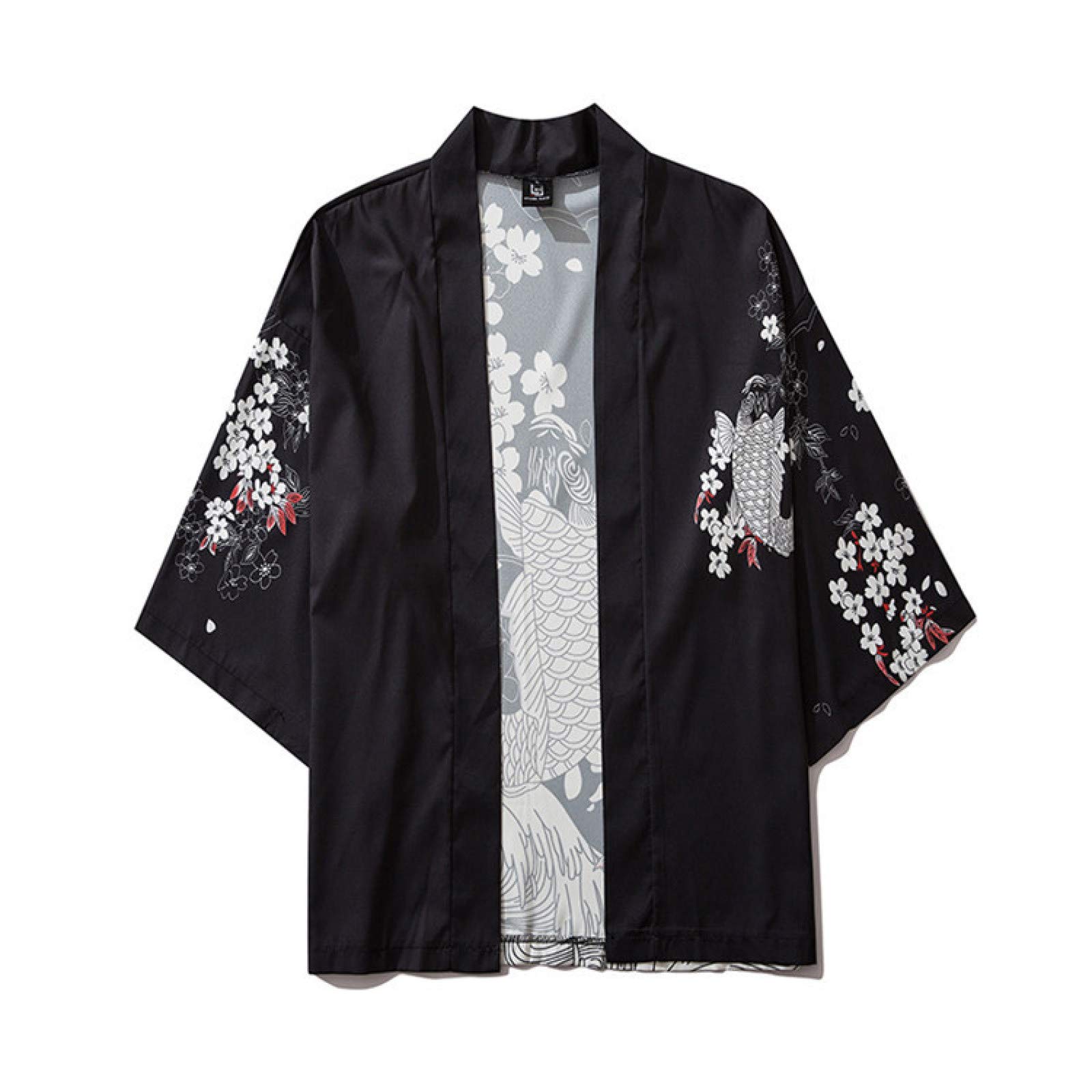 Men`s Vintage Cape Coat Cardigan Japanese Kimono 3/4 Sleeve Jacket