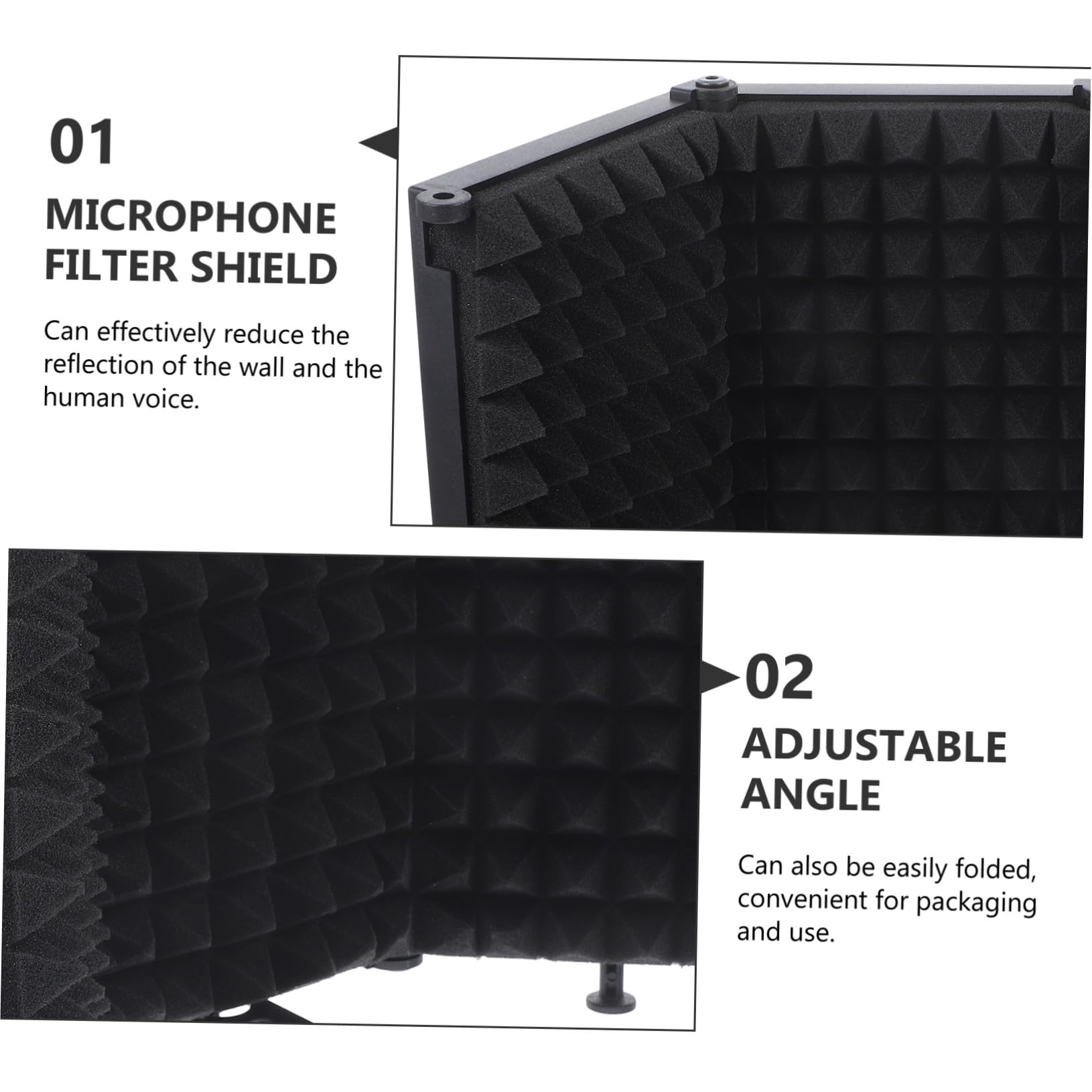 Filtro Anti-pop para Micrófono con Diseño Plegable y Carcasa Metálica Resistente Pantalla Antiviento para Grabación y Streaming Reducción de Ruido Ambiental y Absorción Acústica