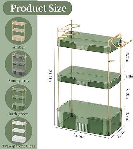 Miniatura 2 de Organizador de maquillaje de 3 niveles, organizador de baño, bandeja de perfume de maquillaje, organizador de cuidado de la piel, viene con estante