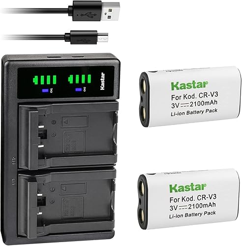 Miniatura 7 de Kastar Paquete de 1 batería CR-V3 y cargador USB LTD2 de repuesto para Kodak EasyShare DX4530, DX4900, DX6340, DX6440, CD33, Z650 Zoom, Z663 Zoom,