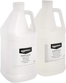Amazon Basics 1/2 Gallon Clear Glue and 1/2 Gallon White Glue, 2-Pack Combo - Glue for Perfect Slime