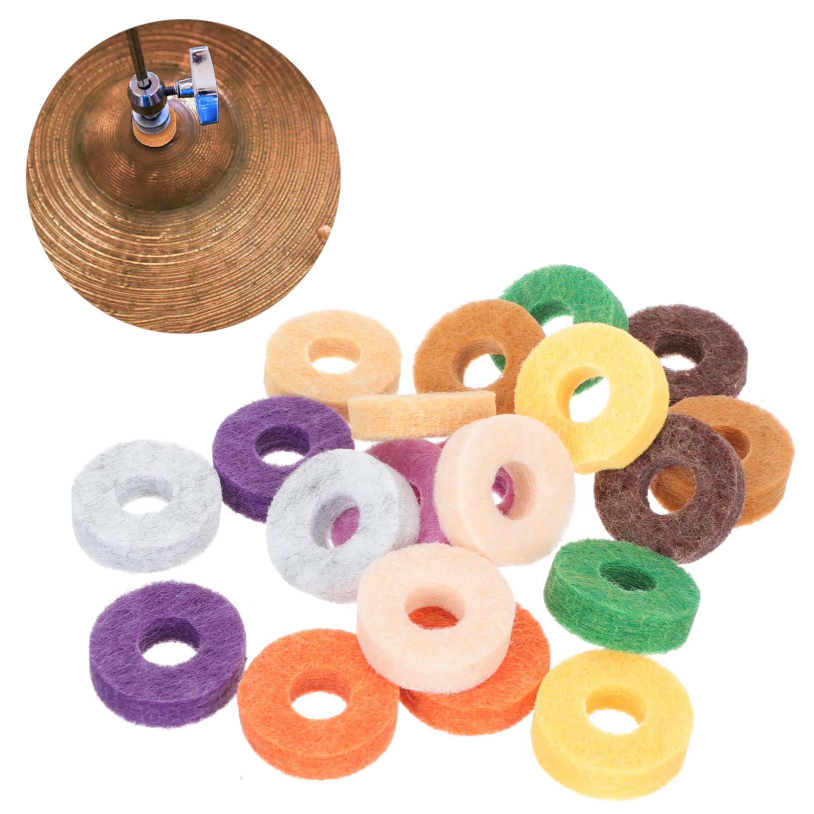 ifundom Cymbal Fittings Kit 20 Pcs Cymbal Pads Felt Mats for Drum Kit Cymbal Mat Set