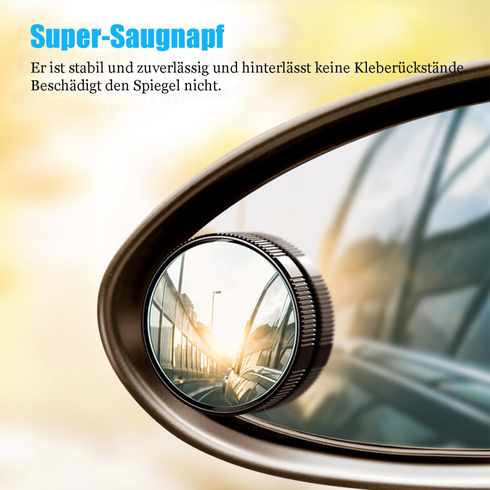 Samochodowe lusterko martwego kąta, 2 SZTUKI Okrągłe szkło HD z obramowanym, wypukłym lusterkiem wstecznym z regulowaną szerokokątną przyssawką do samochodów, SUV-ów i ciężarówek (Czarne)