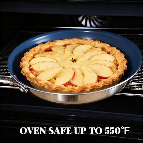 Miniatura 5 de Sartén antiadherente de acero inoxidable, utensilios de cocina de revestimiento de cerámica no tóxico saludable de 8 pulgadas, funciona