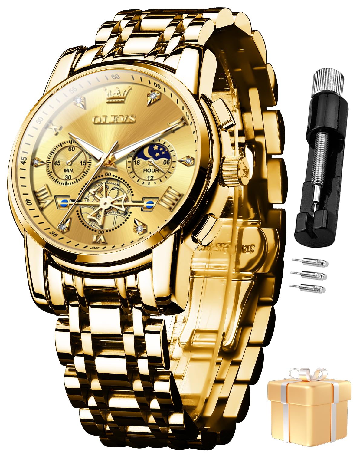 OLEVS Automatic Watch for Men Self Winding Mechanical Calendar Waterproof Watch Stainless Steel Dress Luminous Luxury Business Wrist Watches