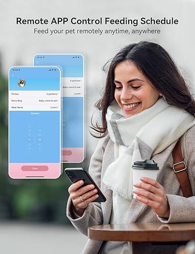 Miniatura 5 de WOPET Dispensador automático de comida para gatos con cámara, alimentador automático WiFi 5G con control de aplicación, alimentador automático para