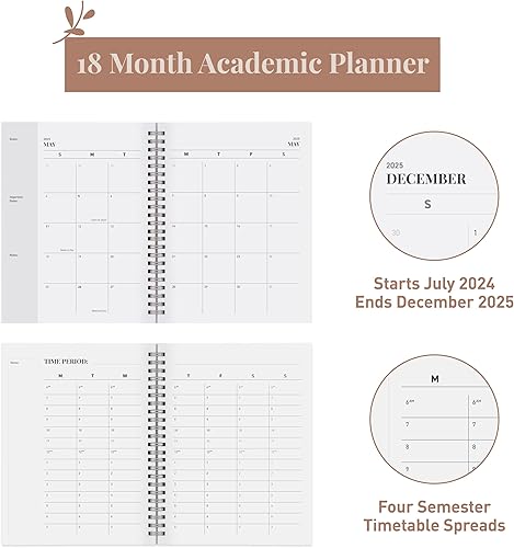 Miniatura 3 de Rileys - Agenda semanal y mensual académica 2024-2025 de 18 meses, agenda tipográfica con cubierta flexible, páginas de notas, encuadernación de