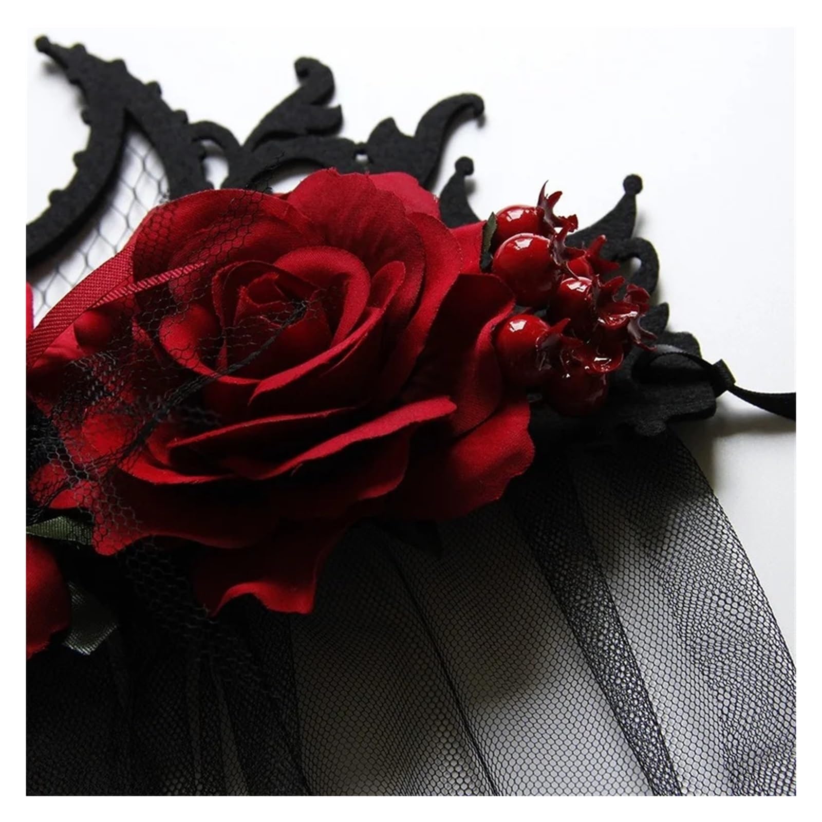 Gotycka Tiara, Korona, Czarna, Czerwona Róża, Opaska Na Głowę, Halloween, Królewska Panna Młoda, Stroik, Czarownica, Cosplay, Maskarada, Nakrycie Głowy Odpowiednie Na Wiele Okazji