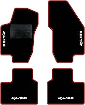 QUEMAR Tappetini Auto compatibili con Alfa Romeo 156 1997-2007 / Kit Tappeti Moquette e Gomma su Misura (Set 2 Anteriori + 2 Posteriori) / Ricami e Colori Personalizzati (4 Ricami, Bordo Rosso)