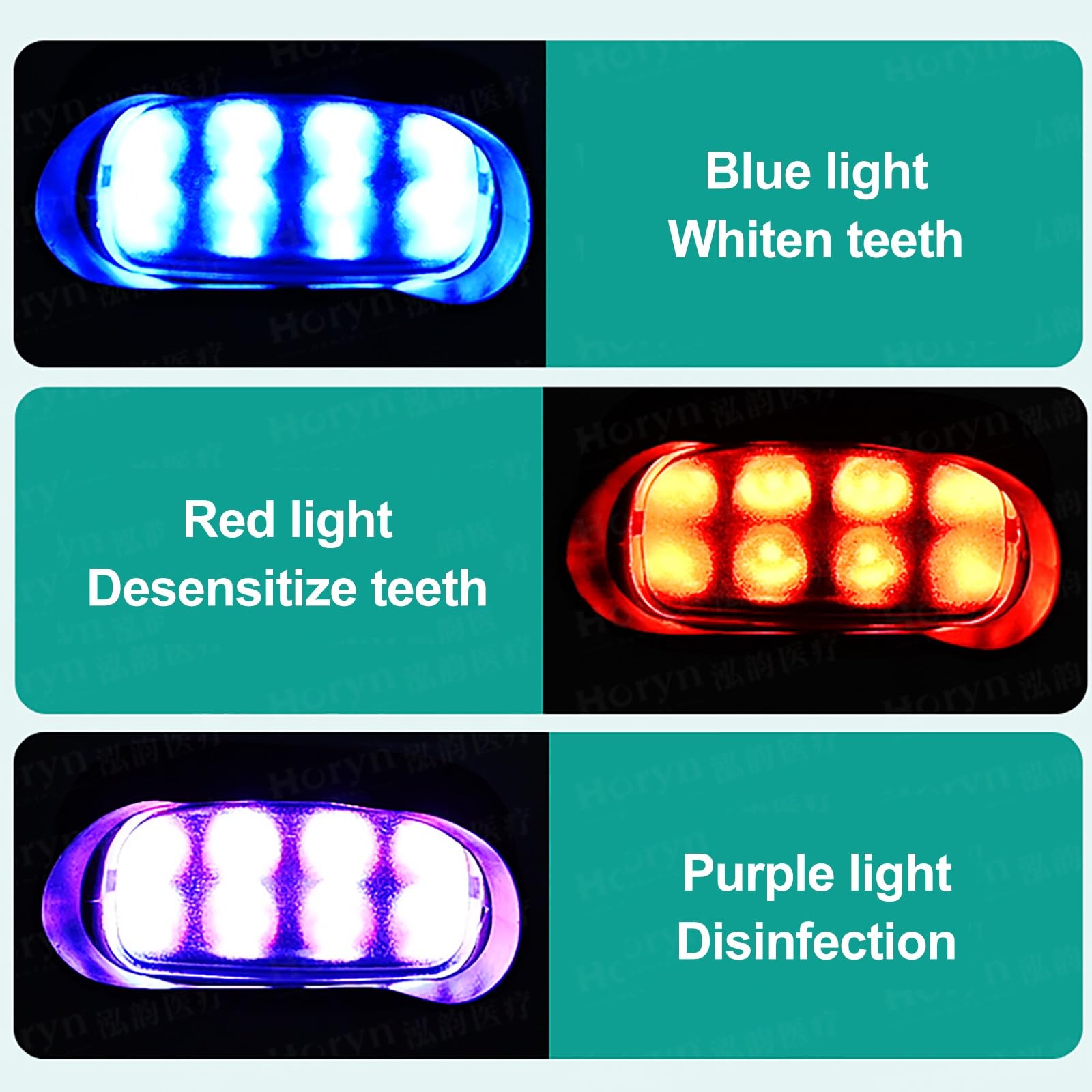 3 Kolory Lampa Wybielająca LED, Mobilna Lampa Wybielająca Zęby, Światło Wybielające Zęby