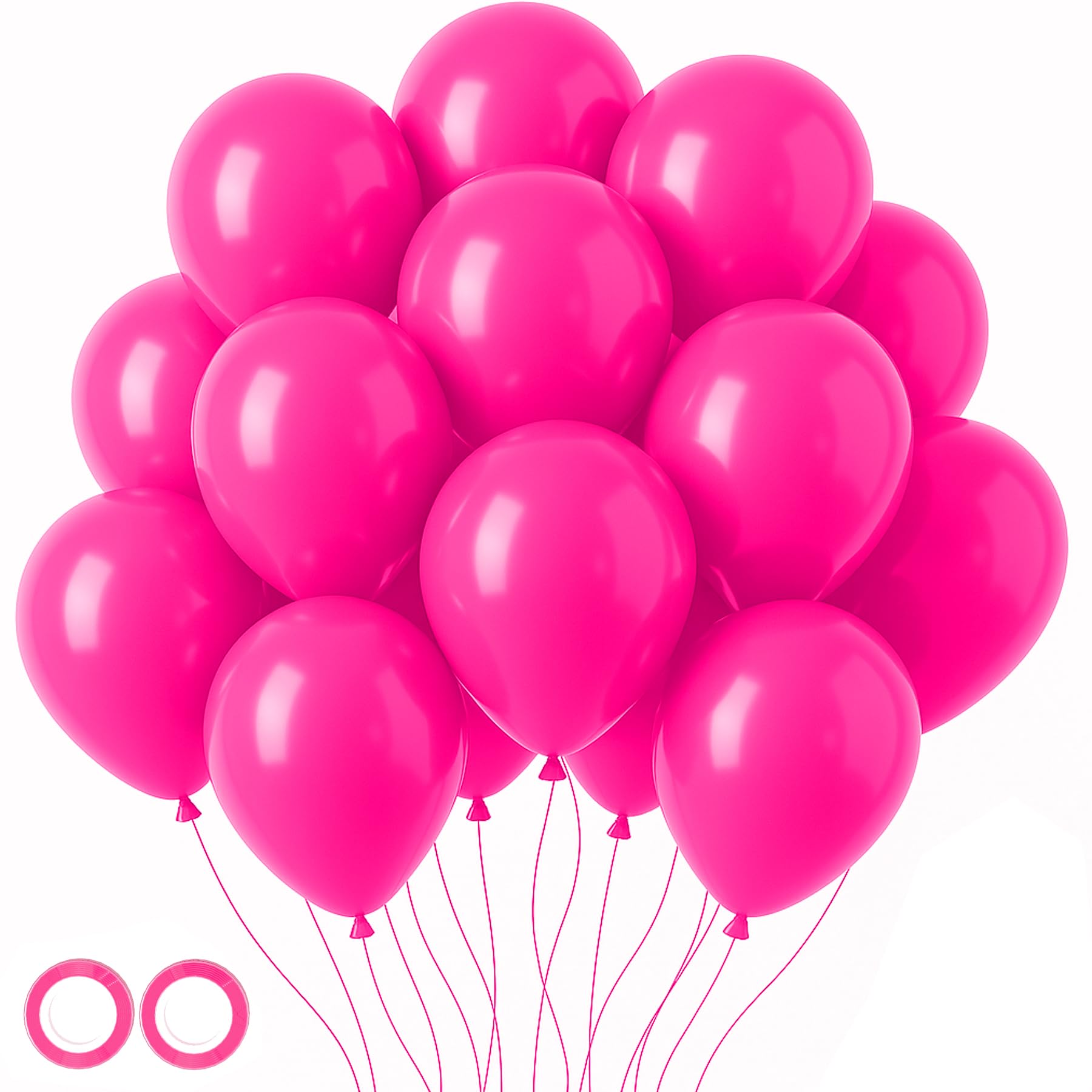 Voircoloria 105pcs Hot Pink Party Latex Balloons, 12inch
