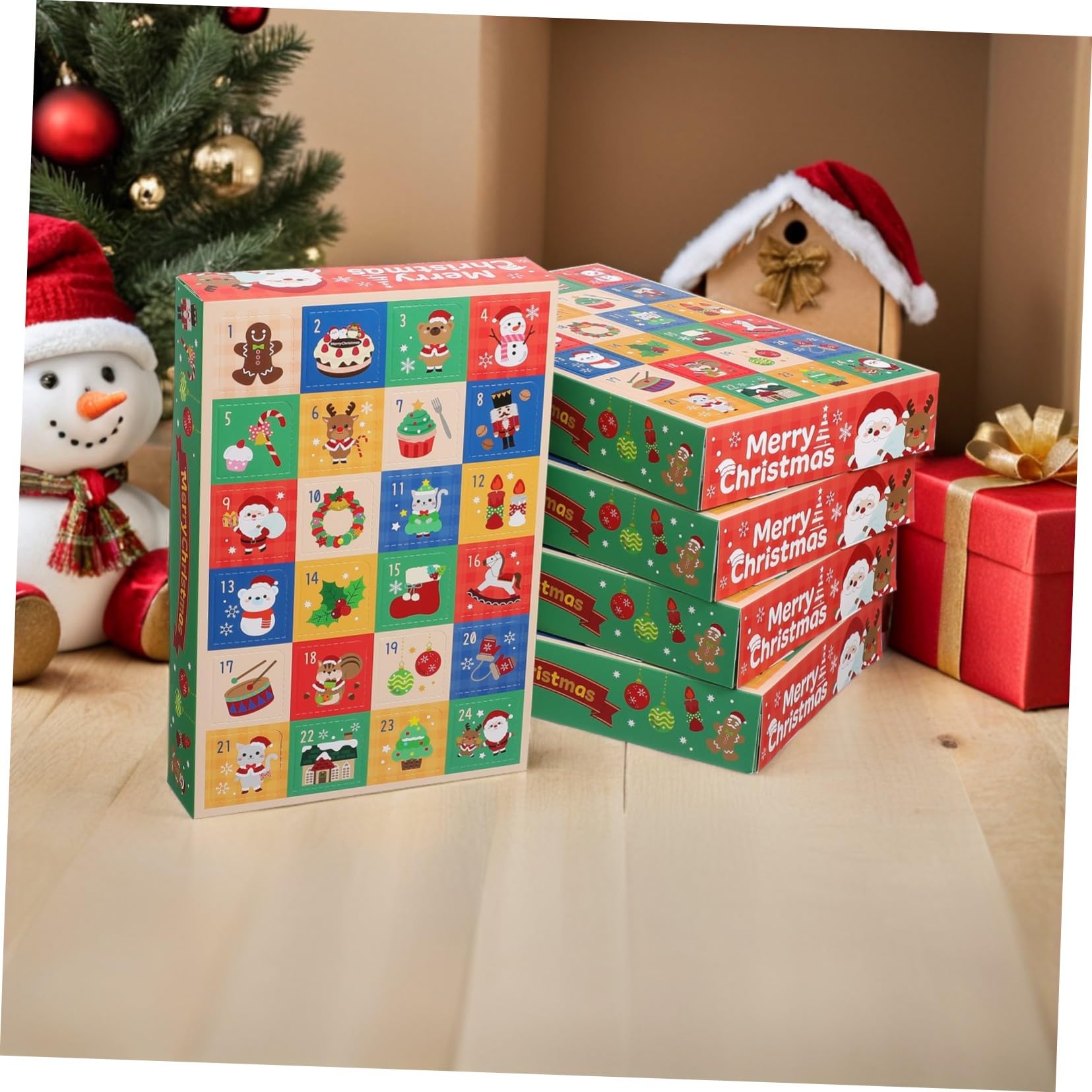 Homoyoyo 15 Pièces Calendrier de Noël Jours Papier Boîtes Vides pour Créer Soi-même Friandises et Décorations de Noël Compte à Rebours Familial