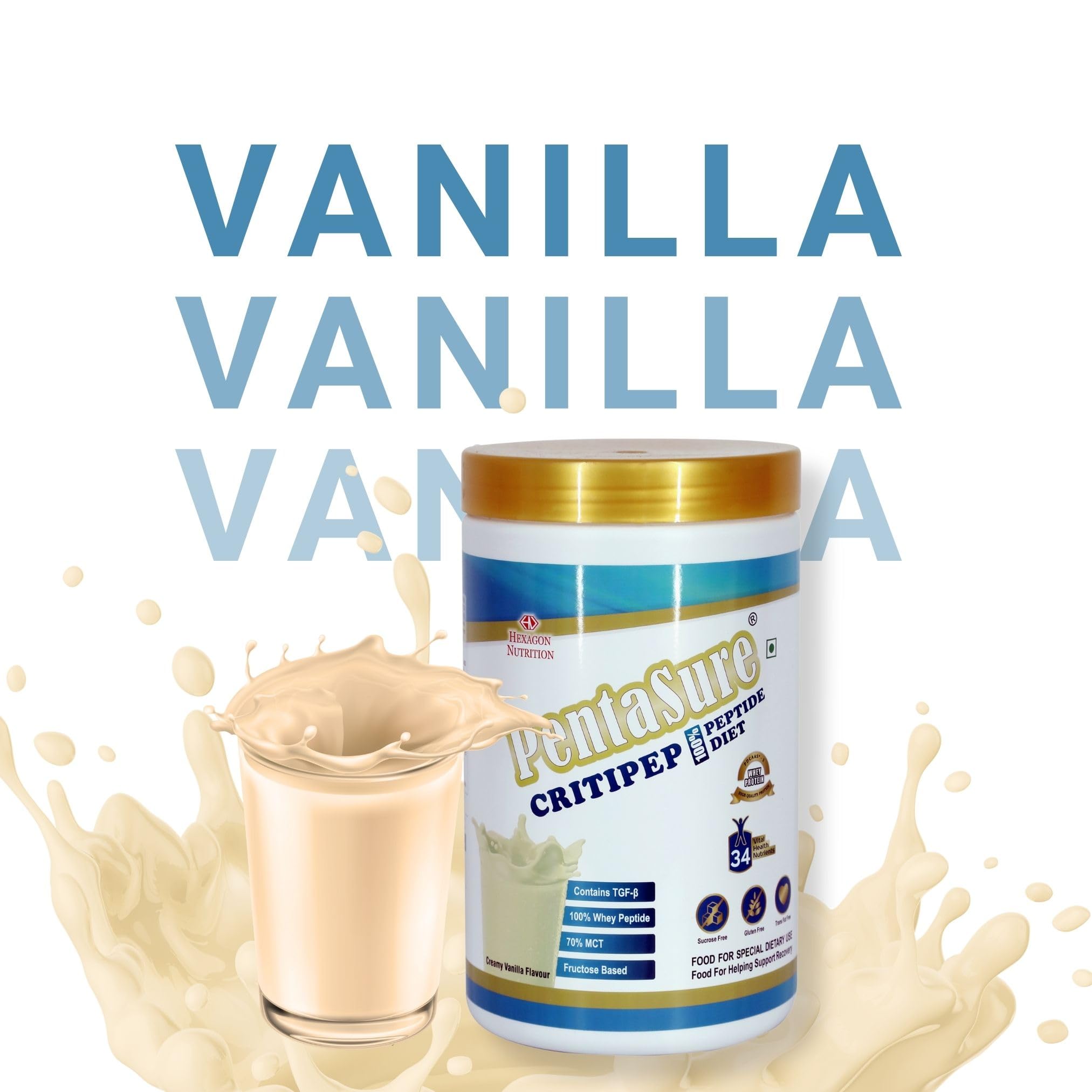 PentaSure Critipep Peptide Diet Powder | Creamy Vanilla Flavor - 1Kg | 100% Whey Peptide, MCT, Fructose Based Nutritional Supplement Drink | 34 Vital Nutrients | 20g Protein per 100g — Amazon image 9