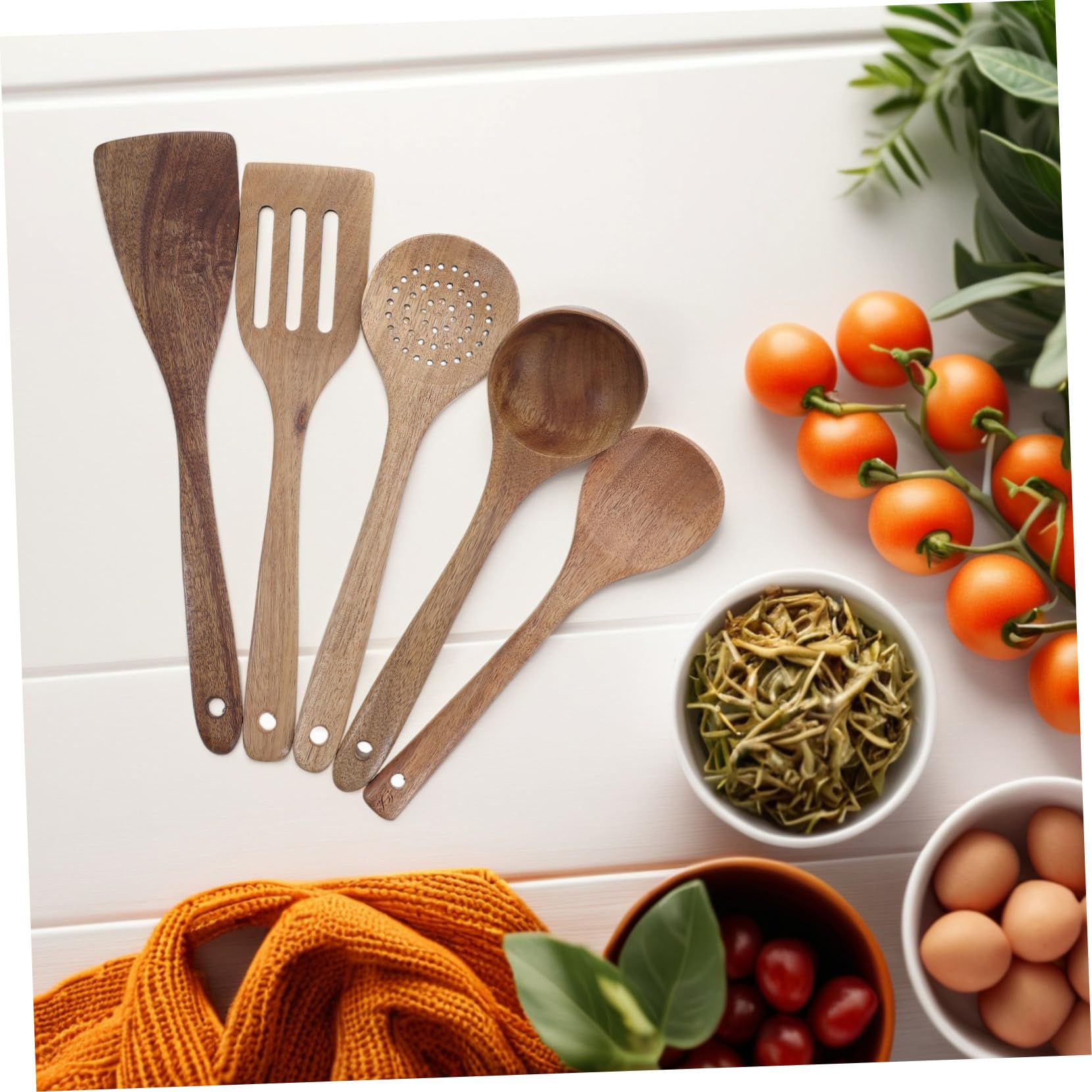Gatuida Utensili Da Cucina in Legno Naturale Per Girare Mescolare e Servire i Pasti Quotidiani Include Cucchiai Spatole Grande Mestolo Per Zuppa Resistenti Al Calore Per Pentole Antiaderen